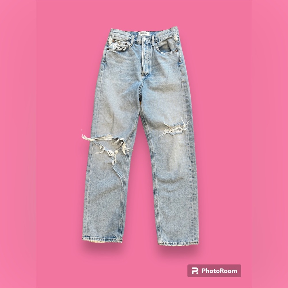 Agolde loose fit 90s light wash distressed jeans
